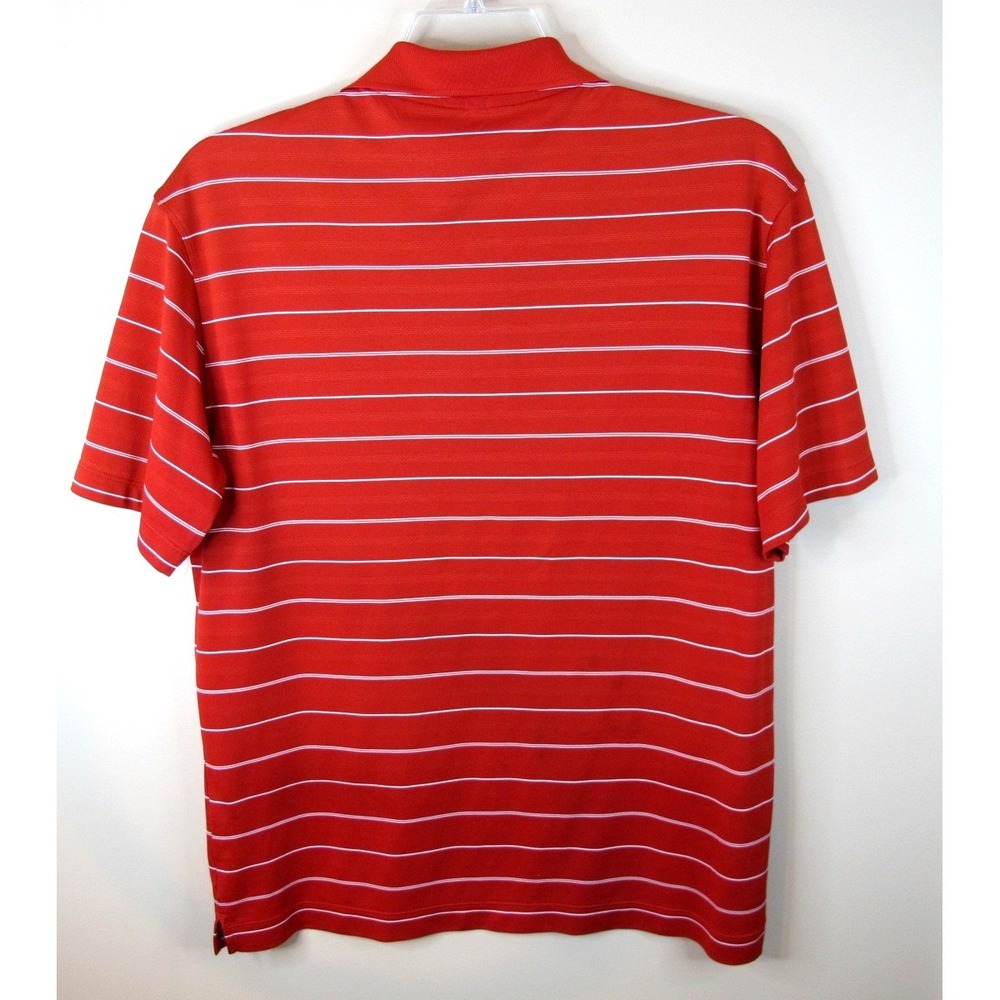 Nike Golf Dri Fit Red Striped Performance Golf Polo‎ Shirt Men's Medium - Picture 5 of 7